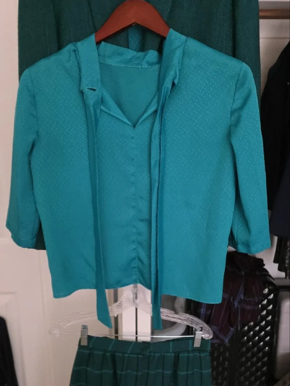 Women's Teal Blazer and Top Set - Elegant Teal Suit Jacket